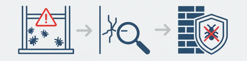 Präventive Schädlingsbekämpfung Norderstedt – Monitoring und Schutz vor Schädlingsbefall Grafik zur präventiven Schädlingsbekämpfung mit Analyse, Monitoring und Gebäudeschutz