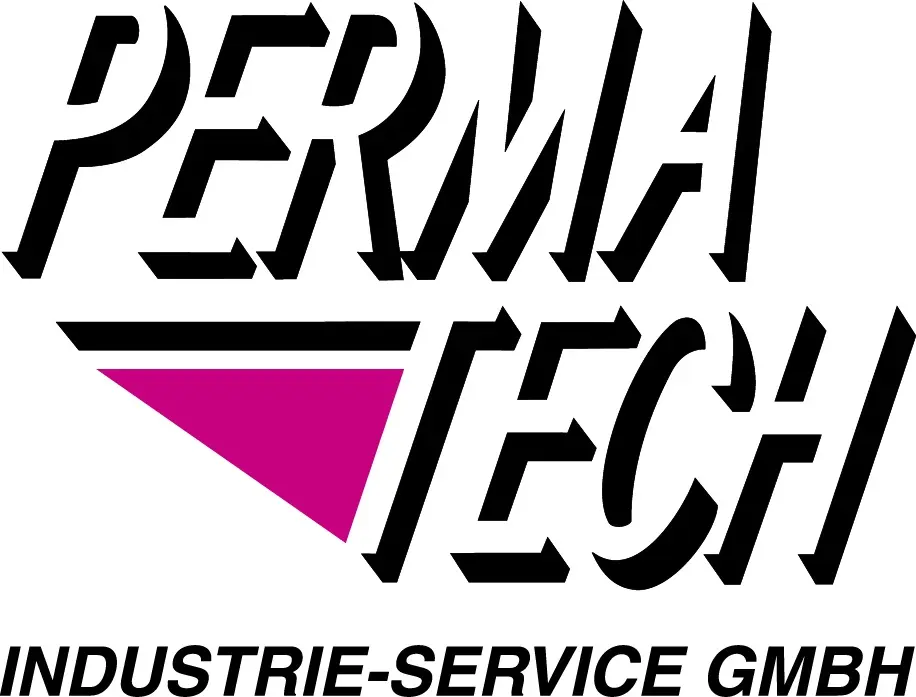 Logo der PERMATECH INDUSTRIE SERVICE GmbH mit magenta-farbiger Grafik und schwarzer Schrift