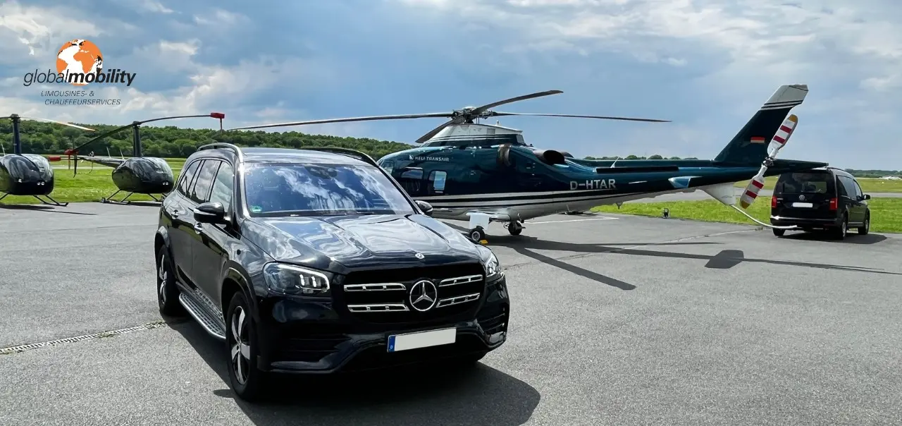 Luxury limousine service in Germany – Mercedes SUV and helicopter transfer by globalmobility Deutschland GmbH