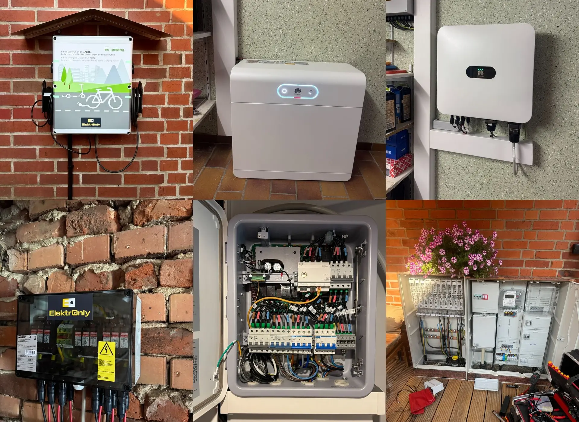 Photovoltaik Eigenverbrauch optimieren – Speicher, Wallbox, PV-Technik und Elektroinstallation von ElektrOnly Collage moderner Photovoltaik-Systeme: Wallbox, Batteriespeicher, Elektroinstallation, PV-Anlage und Smart-Home-Technik zur Eigenverbrauchsoptimierung